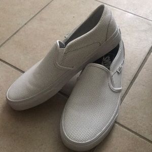 Perforated White Slip-on Vans